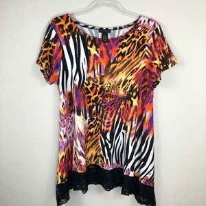 Isabel Large Purple Orange Black Animal Print Top